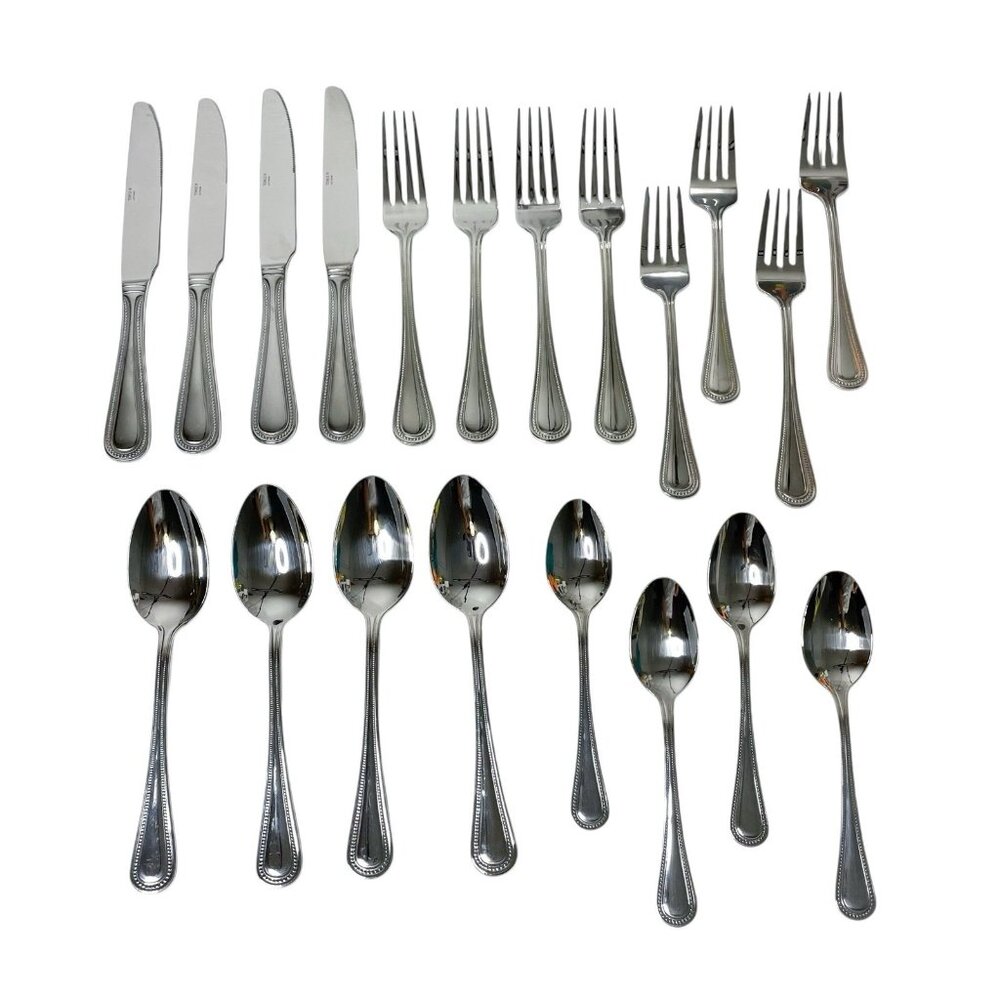 Towle Beaded 18/10 Stainless Vietnam Forks Spoons Knives Flatware 25 Pieces